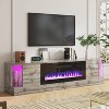 70" LED Lights Entertainment Center with Flip Doors & Corner Glass Decor - 3 of 4