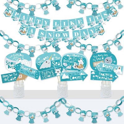 Big Dot of Happiness Arctic Polar Animals - Banner and Photo Booth Decorations - Winter Baby Shower or Birthday Party Supplies Kit - Doterrific Bundle