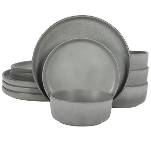 Gibson Elite Pasco 12 Piece (Service for 4) Plates and Bowls Reactive Glaze Dishes Stoneware Ceramic Dinnerware Set - 1 of 4