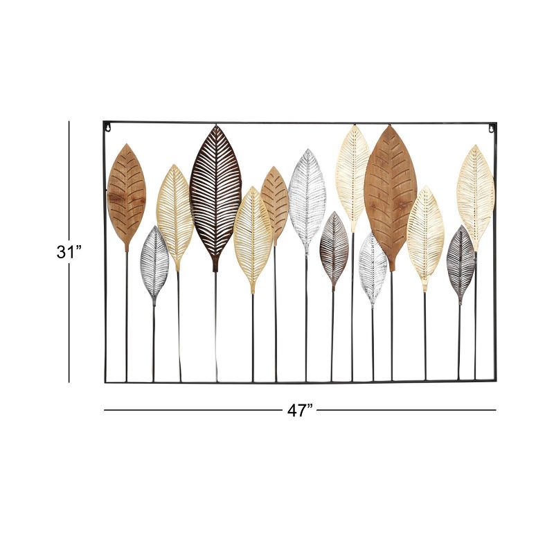 Metal Leaf Tall CutOut Wall Decor with Intricate Laser Cut Designs - Olivia &#38; May, 4 of 18