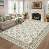 Machine Washable Area Rug Floral Printed Carpet Non Slip Stain Resistant Farmhouse Floor Cover Soft Low Pile Indoor Rugs for Bedroom Kitchen - 4 of 4