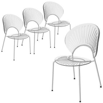 LeisureMod Opulent Plastic Dining Chair with Metal Legs Set of 4