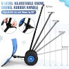 Snow Plow Shovel with Wheels, Heavy Duty Metal Snow Pusher with Adjustable Handle and Angled Blade for Driveway, Doorway, Sidewalk, Pavement - 3 of 4