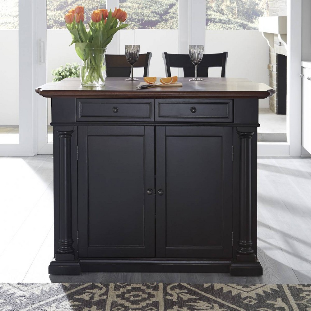 Beacon Hill Solid Wood Top Kitchen Island &amp; 2 Stools  - Home Styles