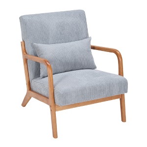 Zeus & Ruta Mid-Century Modern Upholstered Accent Armchair with Pillow and Solid Wood Frame - 1 of 4