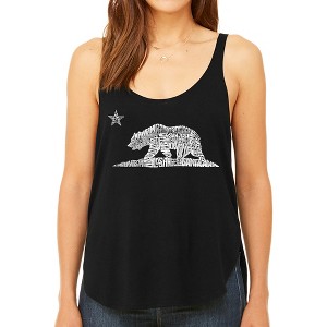 LA Pop Art Women's Premium Word Art Flowy Tank Top - California Bear - 1 of 4