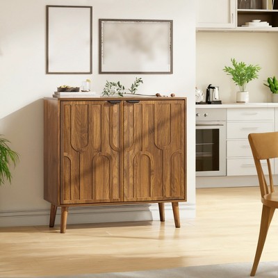 31.5" Sideboard Buffet Cabinet, Wooden Coffee Bar Cabinet with Adjustable Shelves, Entryway Console Table, Floor Cupboard Cabinet for Living Room
