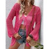 Womens Cardigan Spring Tops Sheer Lightweight Summer Cardigan Beach Cover Up Tops V Neck Lantern Sleeve Sweater Cardigan - 4 of 4