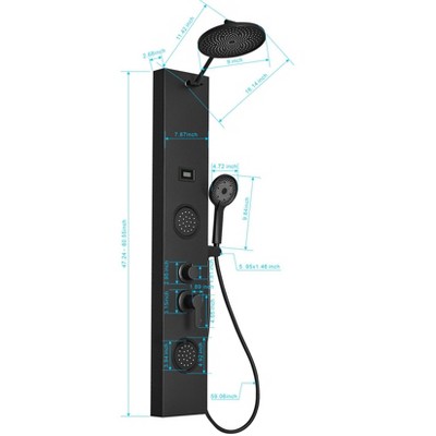 Matte Black 60.55'' Shower Panel with Adjustable Rainfall Shower Head