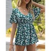 Women Casual V-Neck T-Shirts Loose Ruffle Short Sleeve Tops Tunic Blouses - 4 of 4