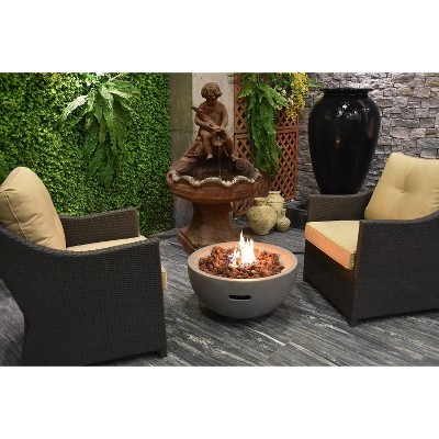 Nantucket Gray Round Concrete Gas Fire Pit Table