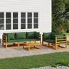 vidaXL 6 Piece Acacia Wood Patio Lounge Set with Green Cushions – Modular Design for Garden, Outdoor Deck, and Patio - 2 of 4