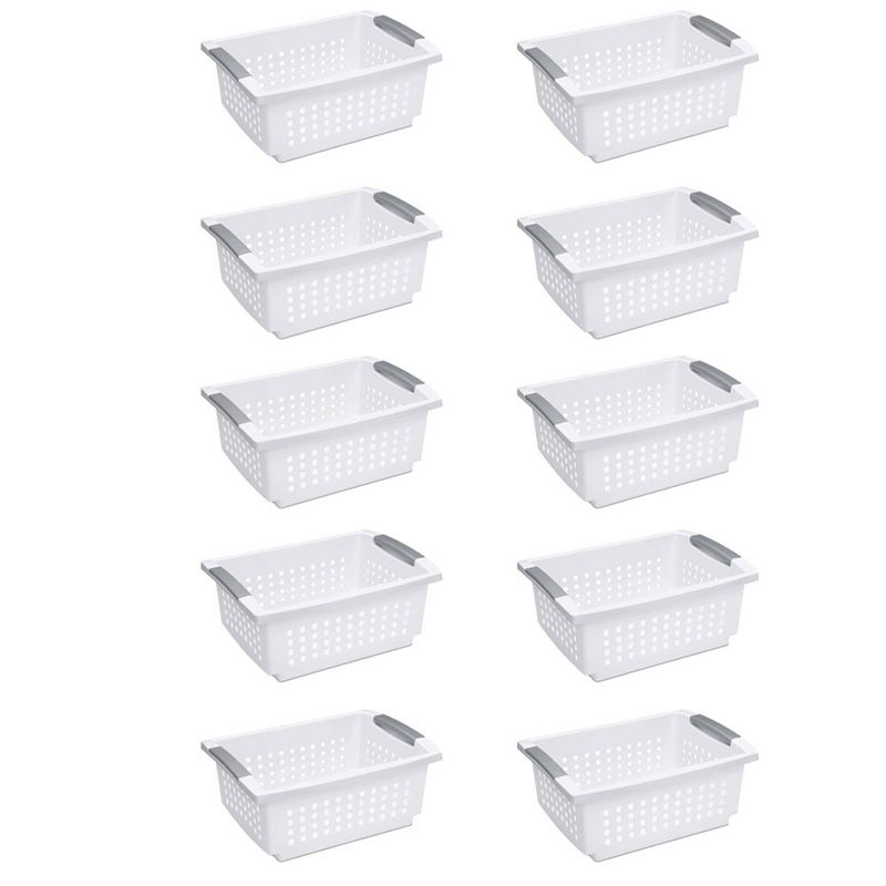 Sterilite Medium Sized Home Stackable Storage & Organization Basket/ Bin, White, 1 of 7