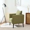 Tiramisubest Modern Chenille Accent Chair Mid-Century Fabric Lounge Chair Pillow Wood Legs Anti-Slip Footpad Living Room Bedroom, Olive Green - 3 of 4