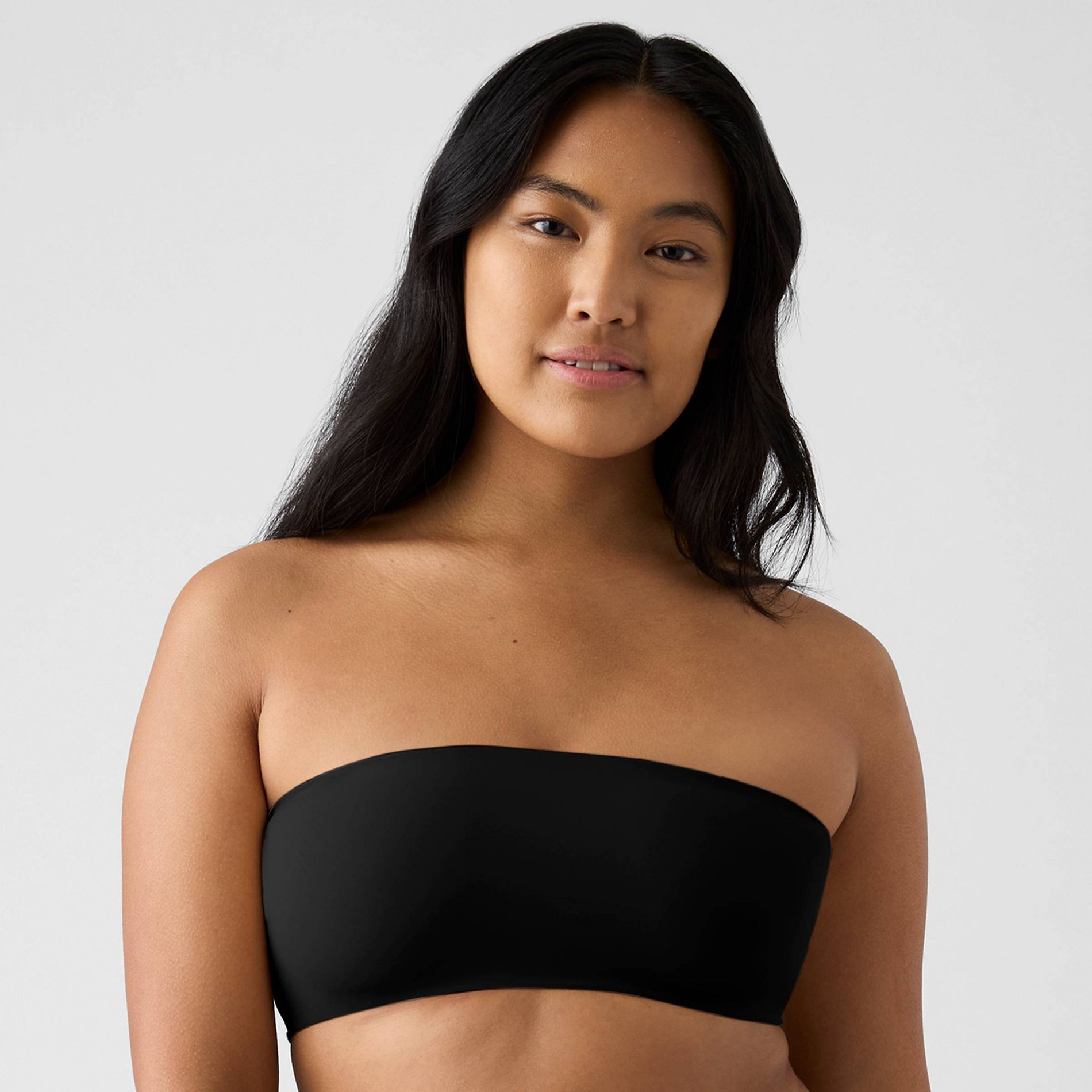 True & Co. Women's Convertible Bandeau Bra - Black M: Removable Wireless Cups, Knit Fabric
