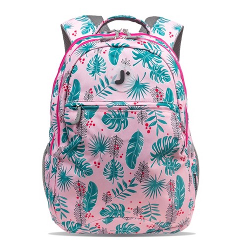 Jansport backpack clearance pink with leaves