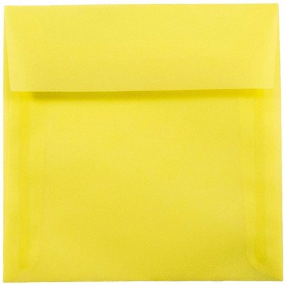 JAM Paper 6 x 6 Square Translucent Vellum Invitation Envelopes Primary Yellow PACV516I