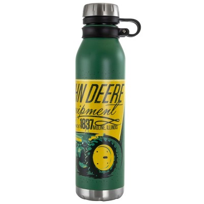John Deere 25.5 Ounce Stainless Steel Thermal Bottle in Green with Cap and Carry Loop