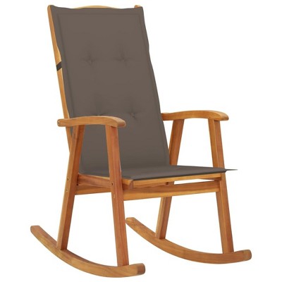 vidaXL Rocking Chair, Outdoor Rocking Chair with Cushions, Wooden Rocking Chair for Garden Balcony Backyard, Retro Style, Solid Wood Acacia