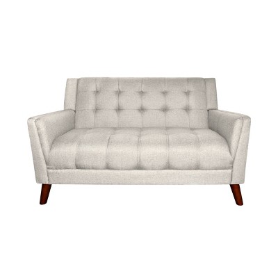NicBex Comfy Loveseat Sofa Modern 2 Seater Tufted Button Sofa Couch with Wood Legs for Bedroom,Living Room,Beige