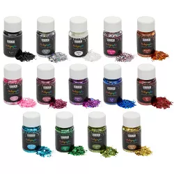 Bright Creations 14 Pack Hexagon Holographic Chunky Glitter for Slime, Crafts, Resin, 14 Colors, 15g
