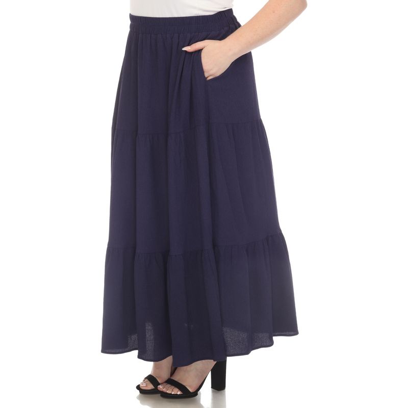 Plus Size Pleated Tiered Maxi Skirt, 2 of 6