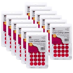 Charles Leonard Color Coding Labels, 3/4", Red, 1000 Per Pack, 12 Packs - 1 of 2