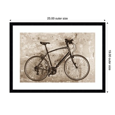 Vintage Bicycle Sepia Print with Black Wood Frame, 25 x 19 Inches
