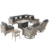 XIZZI 11-Piece Furniture Set with Rectangular Fire Pit Table, Sectional Sofa and Swivel Rocking Chairs, Furniture Set with Solar Coffee Table - 2 of 4
