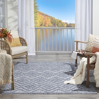 Denim Blue Diamond 5' x 7' Easy-Care Synthetic Rectangular Rug