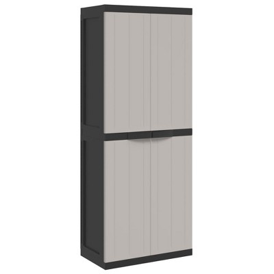 vidaXL Outdoor Storage Cabinet Grey and Black Polypropylene Medium