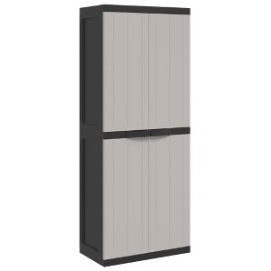 vidaXL Outdoor Storage Cabinet Grey and Black Polypropylene Medium - 1 of 4