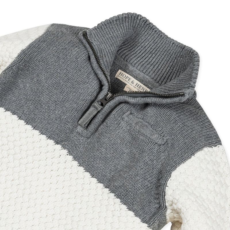 Hope & Henry Boys' Organic Long Sleeve Colorblock Half Zip Pullover Sweater, Kids, 2 of 7