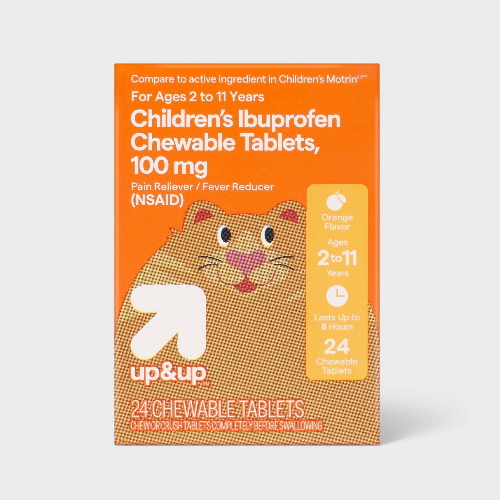 Junior Strength Ibuprofen (NSAID) Pain Reliever & Fever Reducer Chewable Tablets - Orange - 24ct - up&up™
