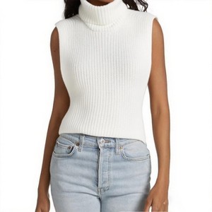 Women's Mock Turtle Neck Sweater Vest Sleeveless Knit Pullover Tank Tops Casual Trendy Slim Fitted Tops - 1 of 4