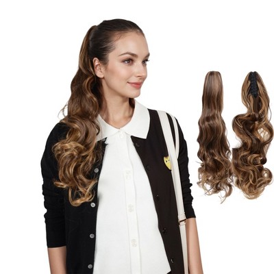 Alilang Claw Clip Ponytail Extensions for Women 23 Inch Long Wavy Fluffy Synthetic Ponytail Hairpiece