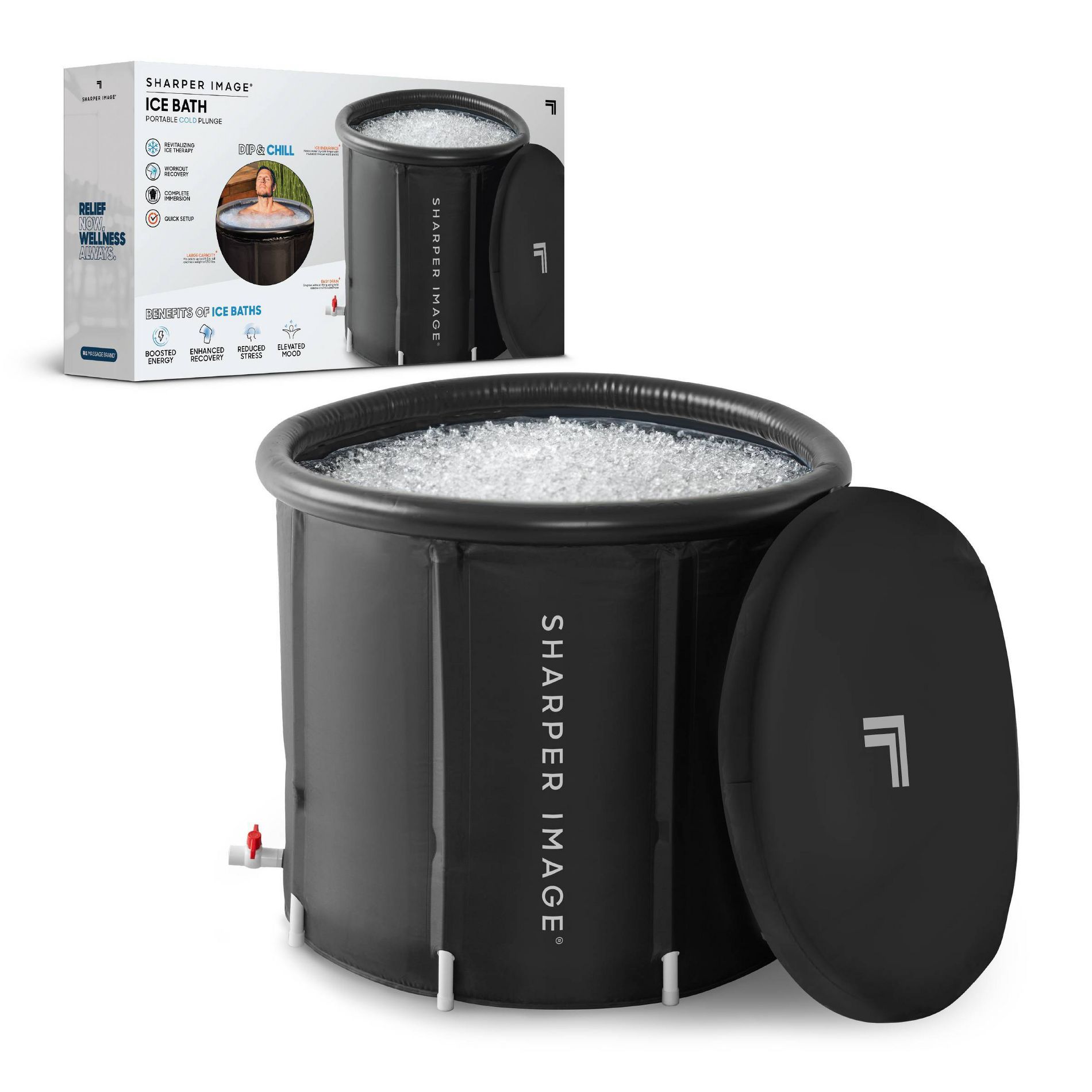 Sharper Image Portable Ice Bath 31.5"x29.5" Oval Plunge Pool: PVC Frame & Liner