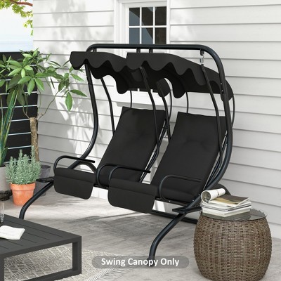 Black Polyester 2-Seater Swing Canopy Replacement Top Cover