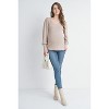Hello Miz Women's Ribbed Long Sleeve V Neck Maternity Top - 3 of 4