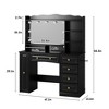 Makeup Vanity Desk with Mirror, Lights & Glass Top - 2 of 4