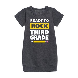 - Instant Message - Ready To Rock Third Grade Graphic Short Sleeve Fleece Dress - 1 of 4