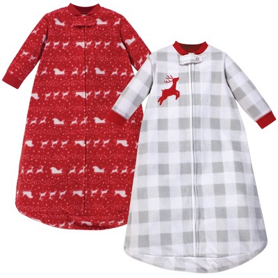 Image of Hudson Baby Infant Long-Sleeve Fleece Sleeping Bag, Santas Sleigh, 0-9 Months