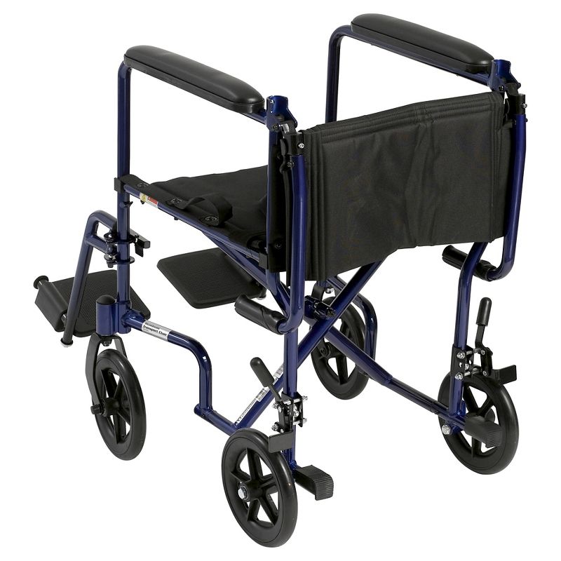 Drive Medical Lightweight Transport Wheelchair, 17" Seat, Blue, 3 of 8