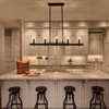 PAKOKULA Farmhouse 6-Light Black Industrial Linear Island Chandelier with Clear Glass Shades - 2 of 4