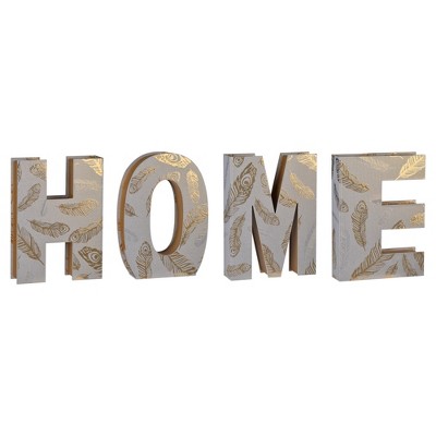 Home Alphabet Boxes Gray/Gold 4pc - A&B Home