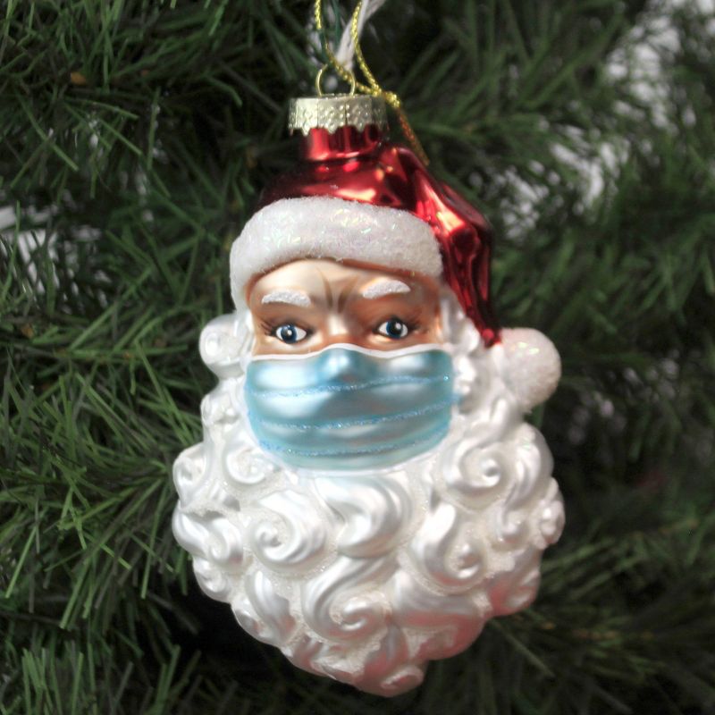 Cody Foster 5.0 Inch Santa With Mask Covid 19 Christmas 2020 Tree Ornaments, 2 of 4