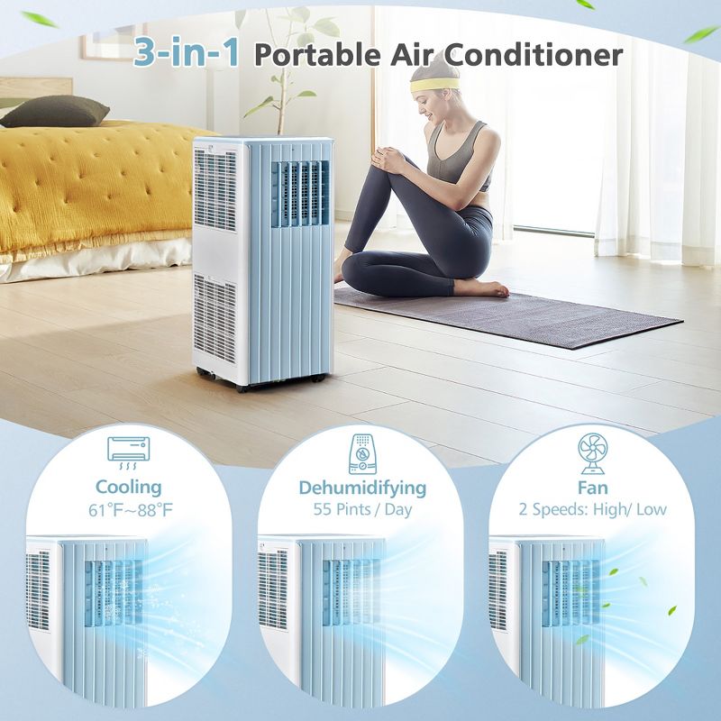 Costway 7100 BTU (10000 BTU ASHARE) Portable Air Conditioner 3-in-1 AC Unit with Cool Dehum Fan Sleep Mode, 2 of 11
