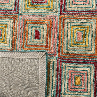 Handmade Red and Multicolor Wool Tufted Area Rug