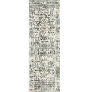 Washable Vintage Floral Medallion Area Rugs, Retro Accent Non Slip Throw Carpet for Bedroom Living Room - 1 of 4