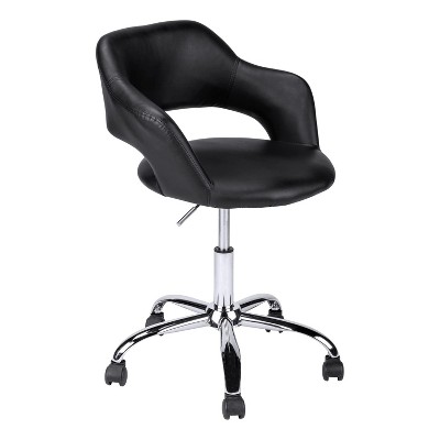 Monarch Specialties Office Chair Adjustable Height Swivel Ergonomic Armrests Computer Desk Work Metal Pu Leather Look Black Chrome Contemporary Modern